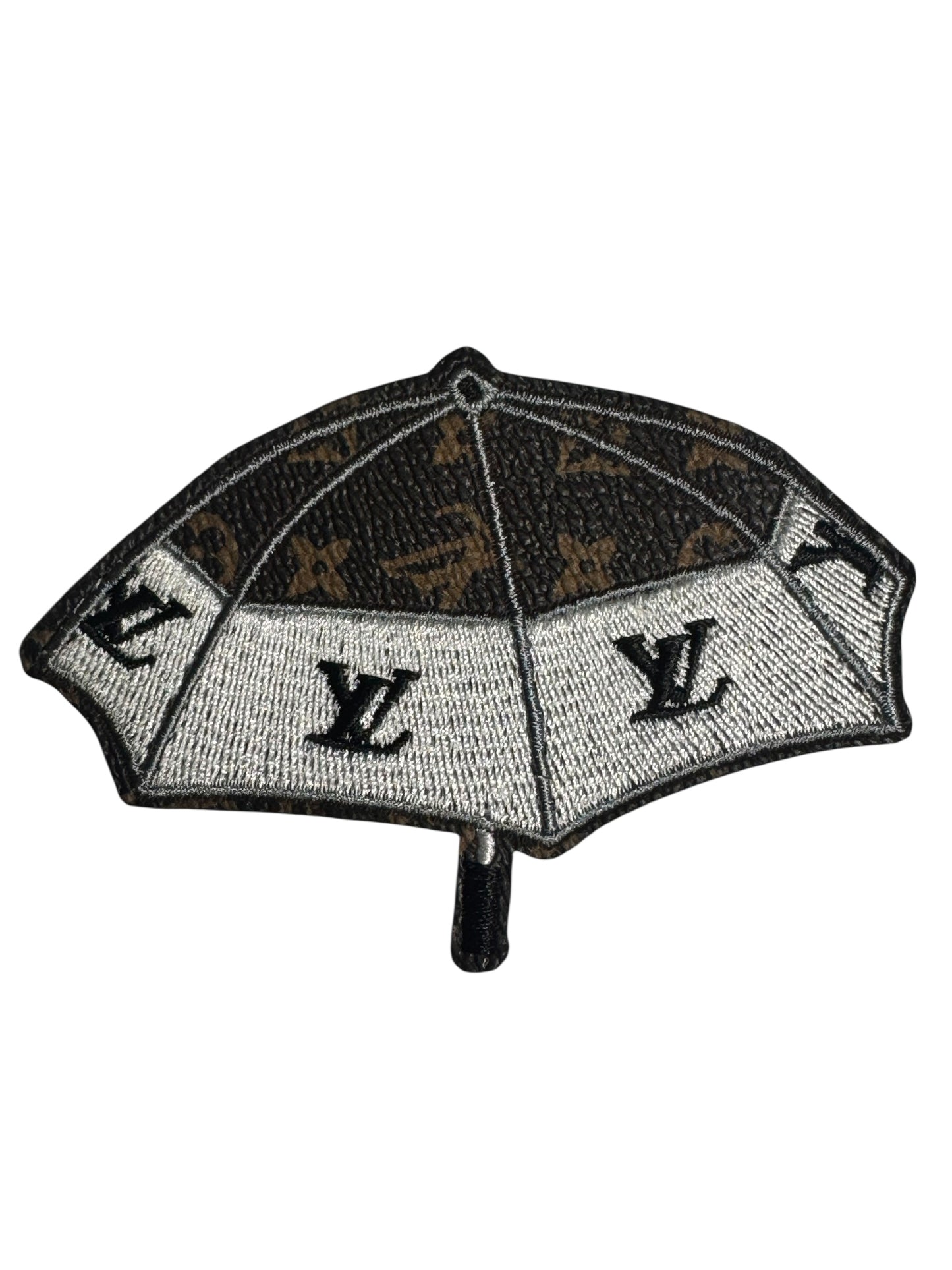 LV-INSPIRED BROWN FAUX LEATHER UMBRELLA