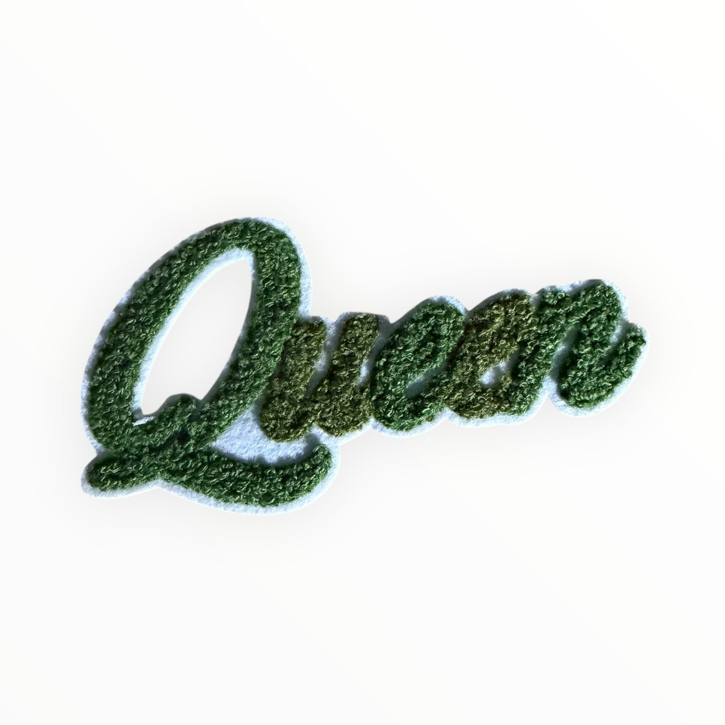 Queen script chenille medium size patch green