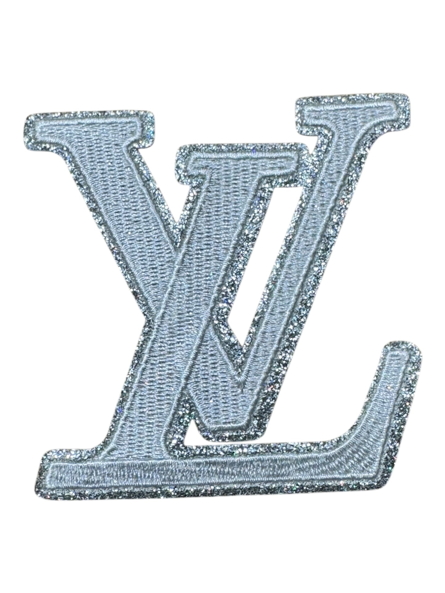 LV-INSPIRED WHITE W/SILVER GLITTER LETTERS