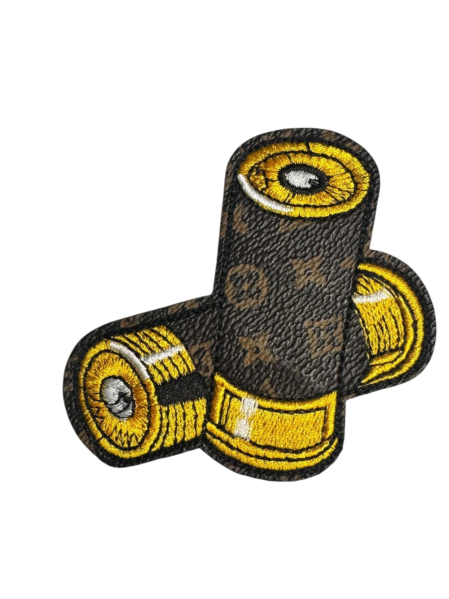 LV-INSPIRED BROWN/YELLOW FAUX LEATHER SHOTGUN SHELLS