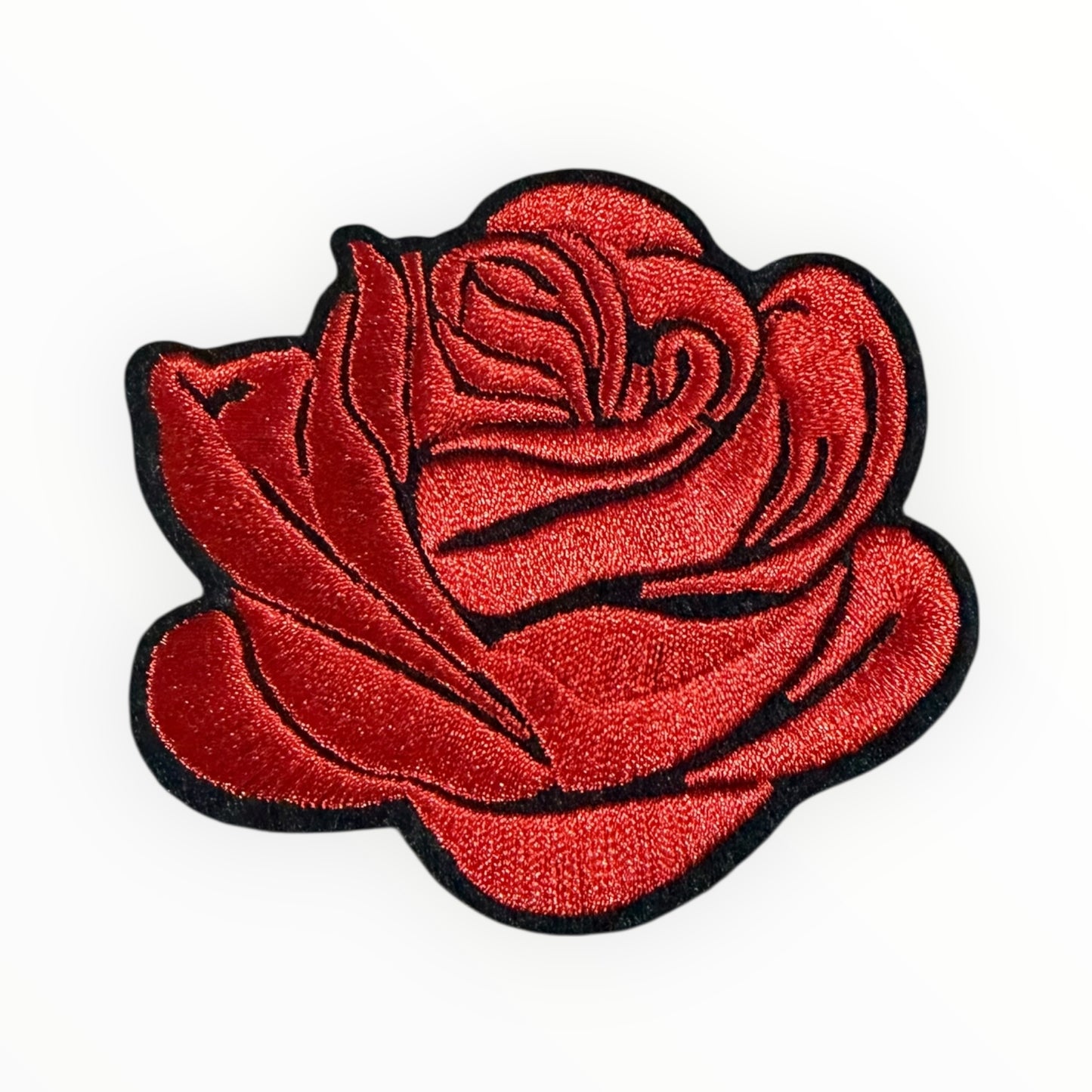 Red rose embroidered patch 2