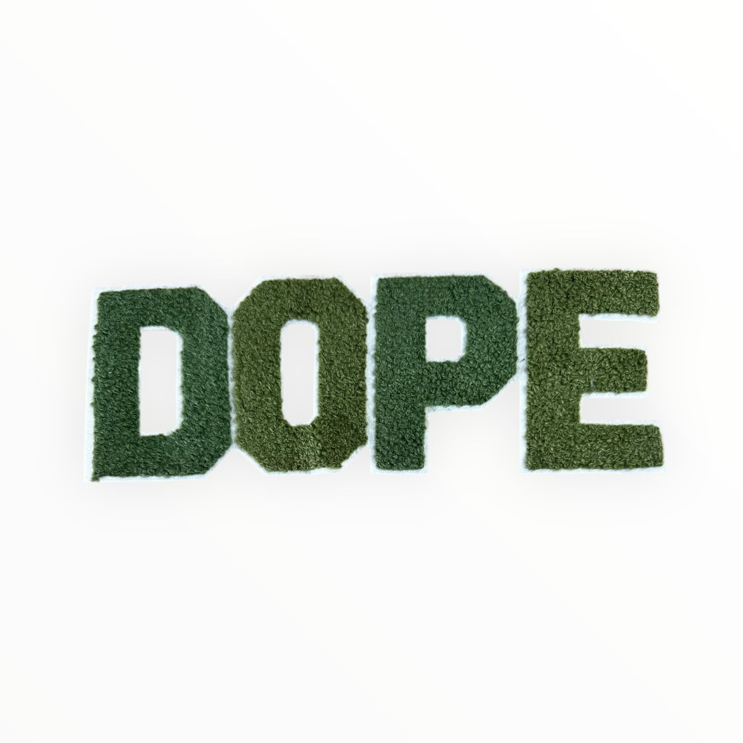 Dope chenille letter patch green