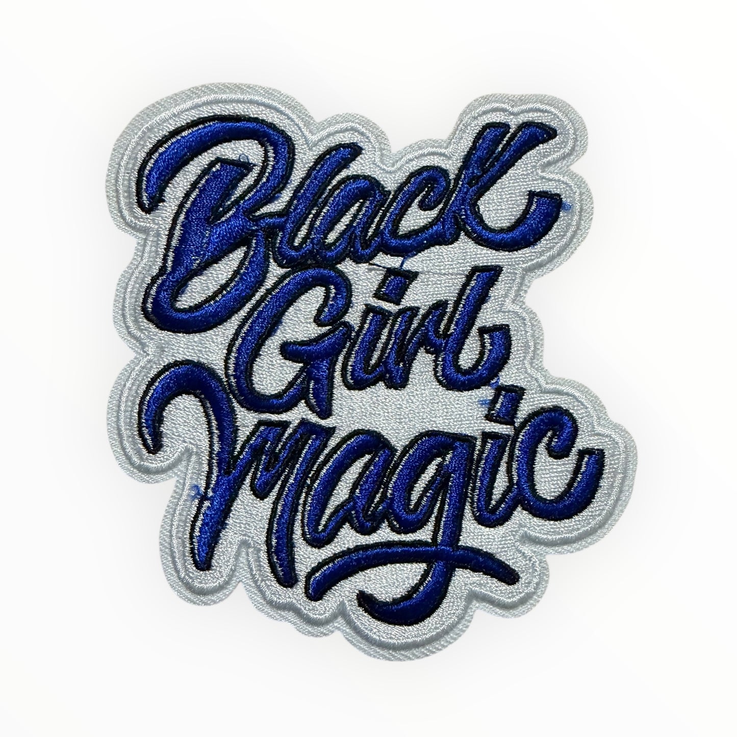 Black girl magic script patch White/blue