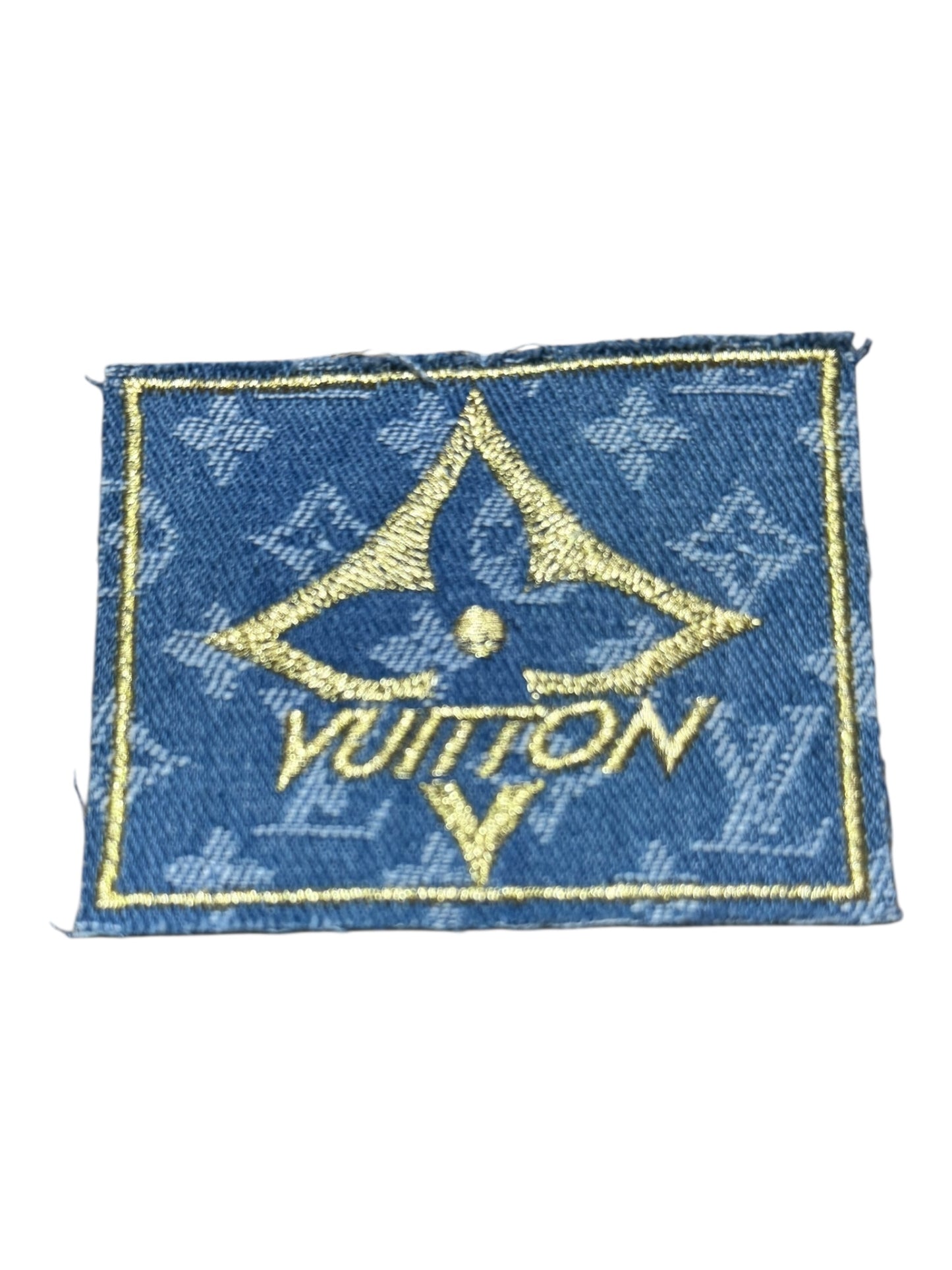 LV-INSPIRED LIGHT BLUE DENIM SQUARE W/GOLD LOGO