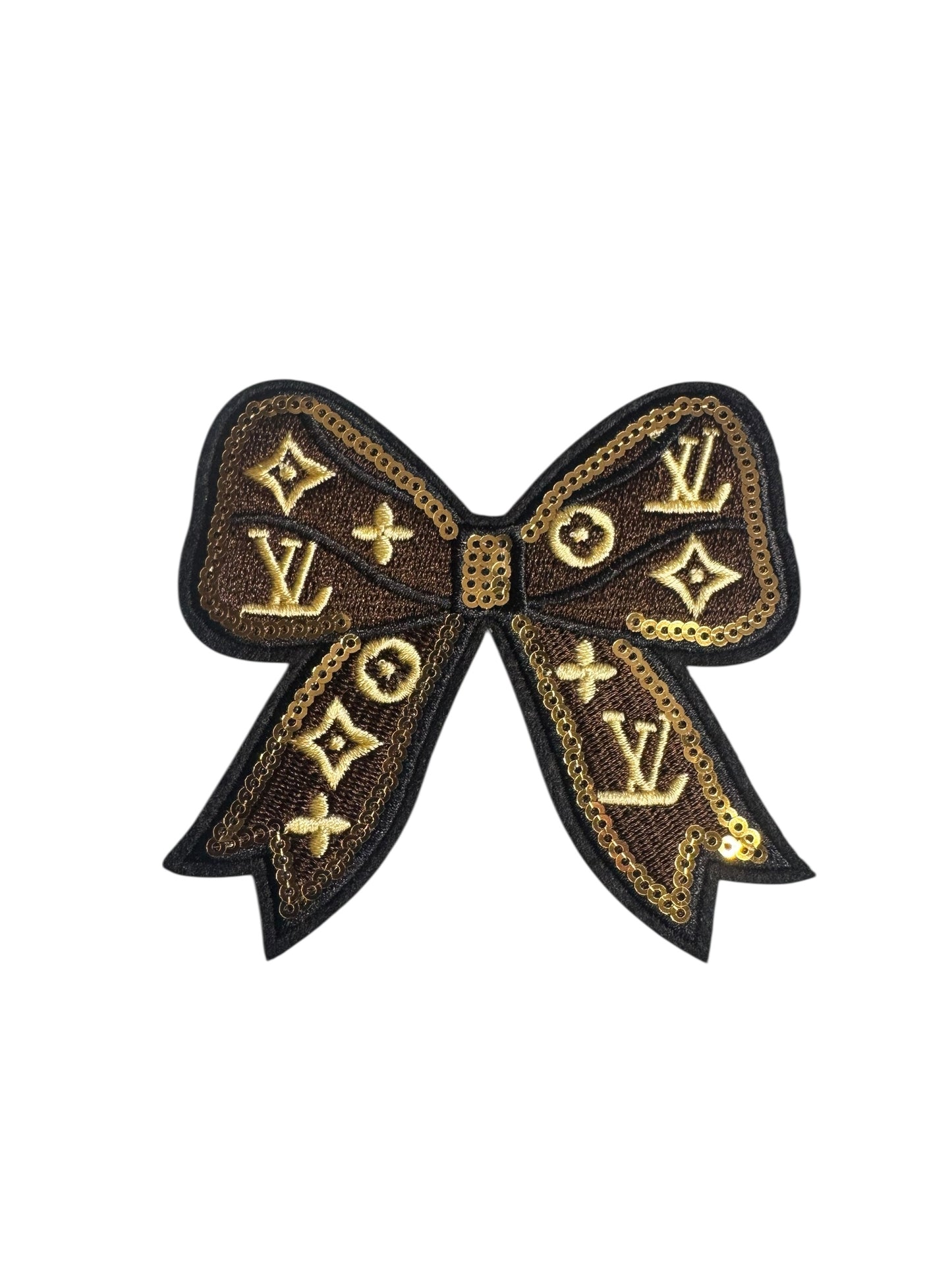 LV-INSPIRED BROWN SEQUIN BOW