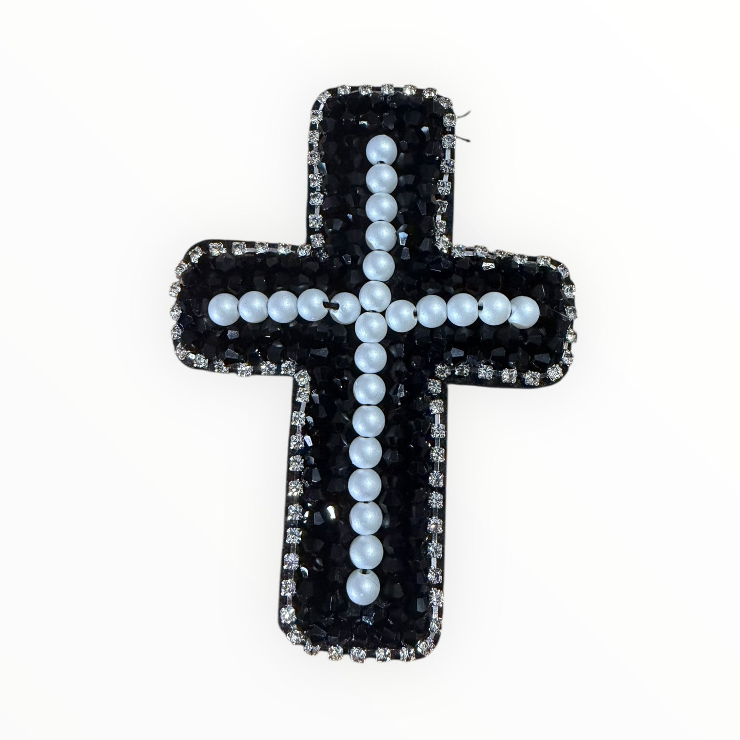 Pearl cross beaded patch