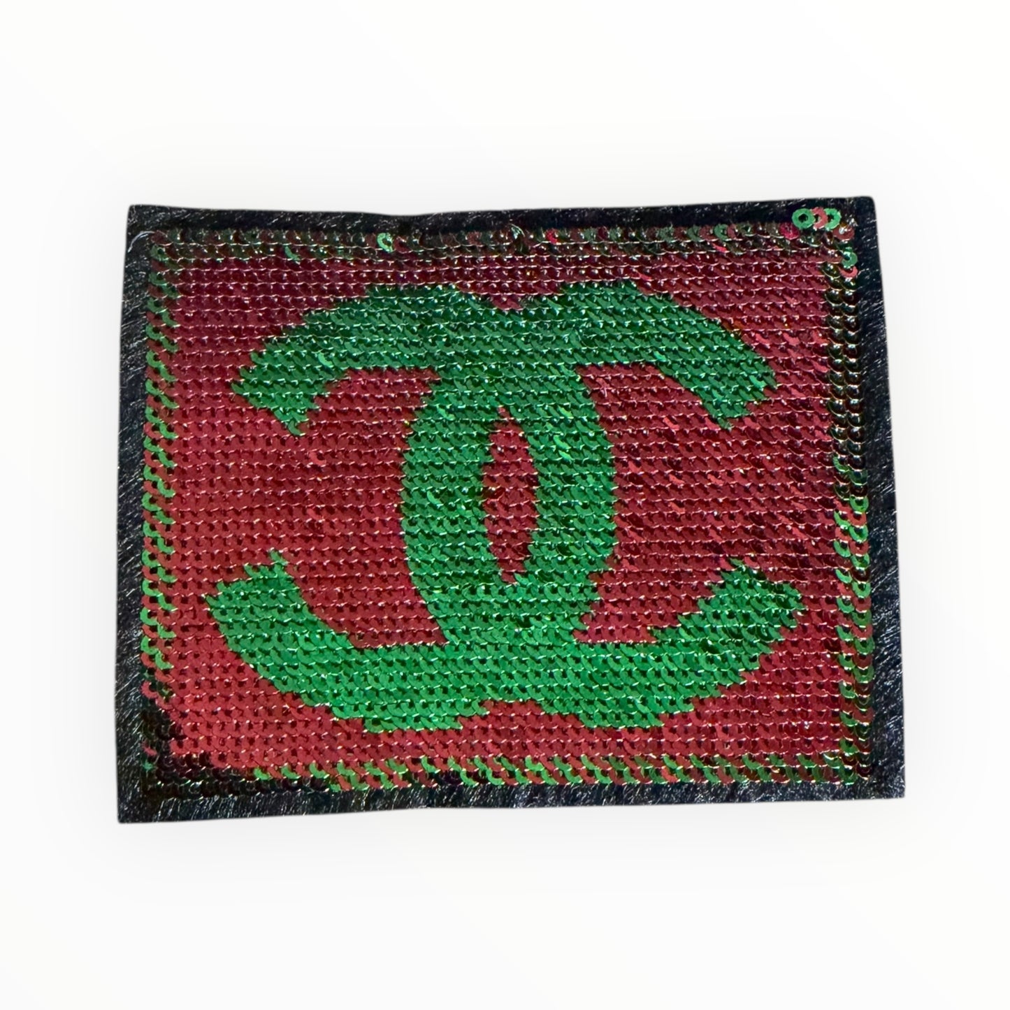 CC Green red sequin logo patch