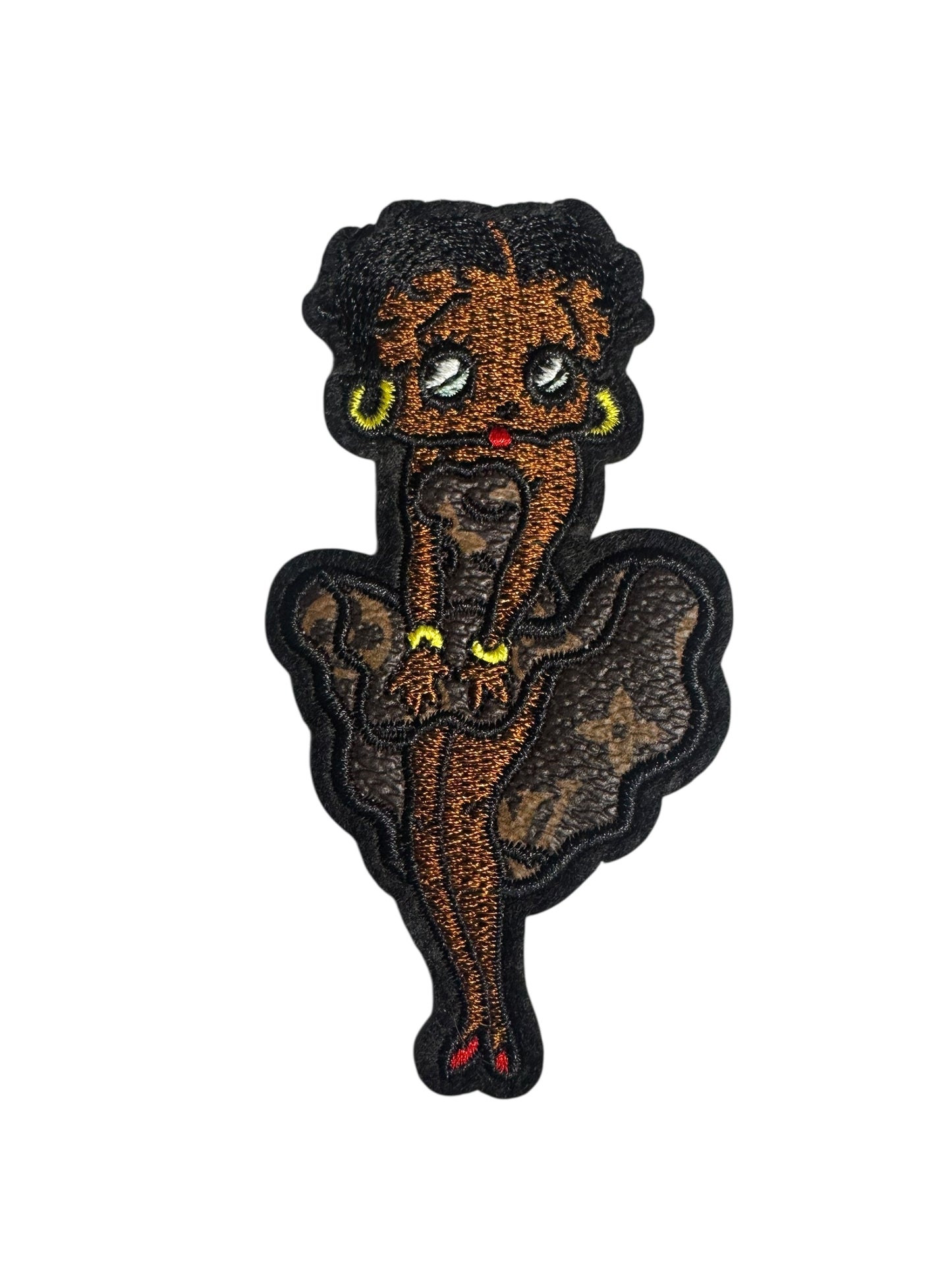 LV-INSPIRED BROWN FAUX LEATHER BETTY IN DRESS