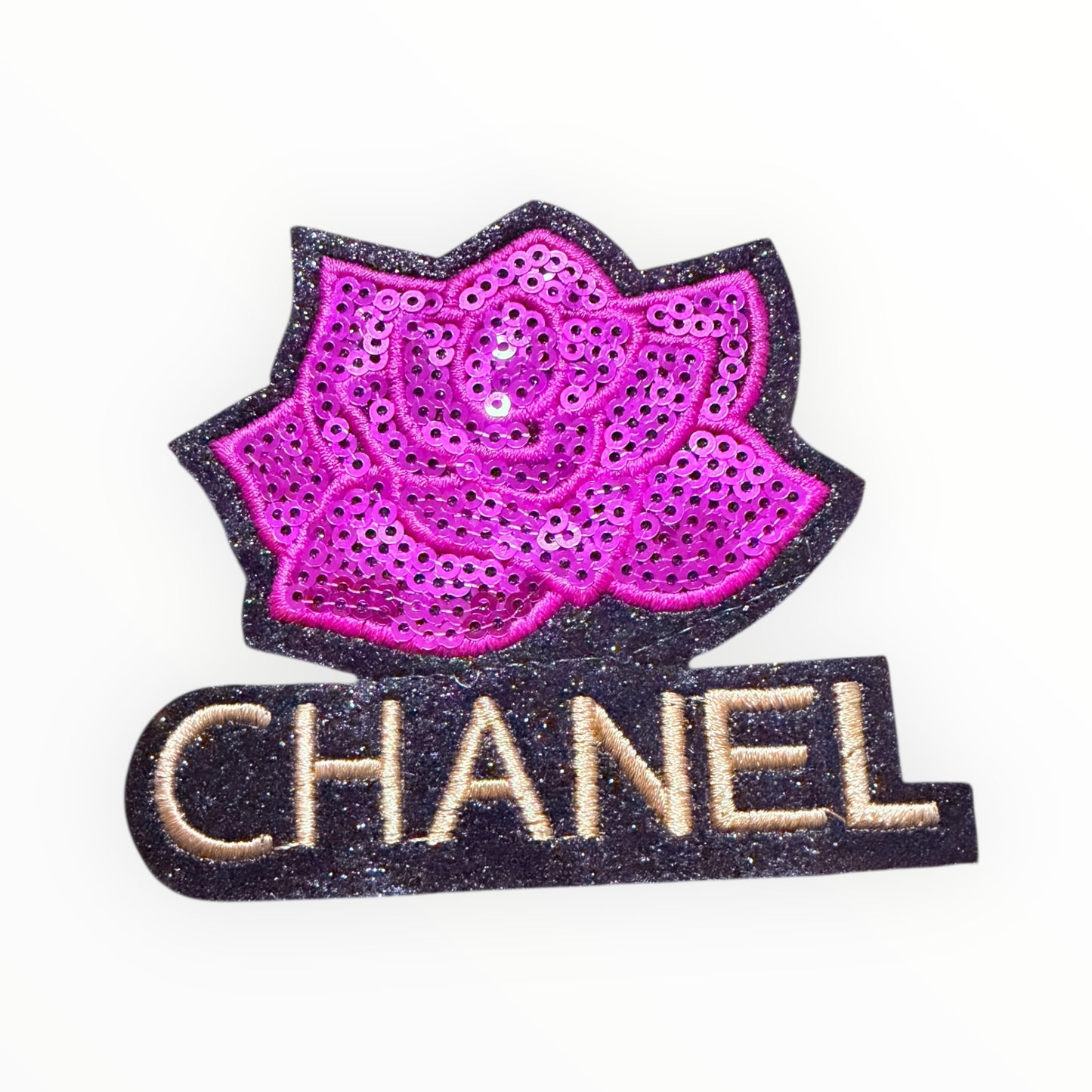 CC pink rose sequin patch