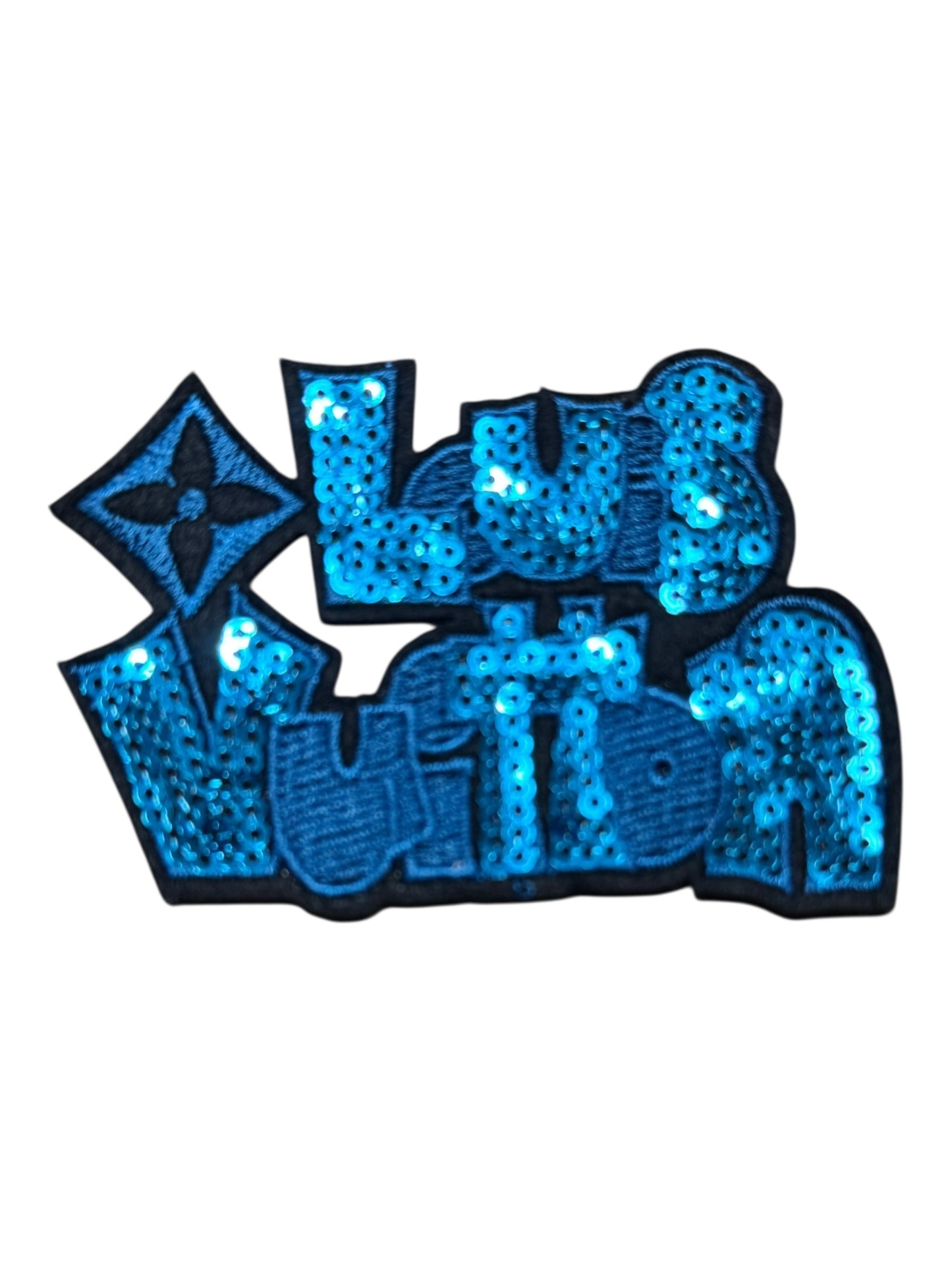 LV-INSPIRED BLUE SEQUIN WORDS
