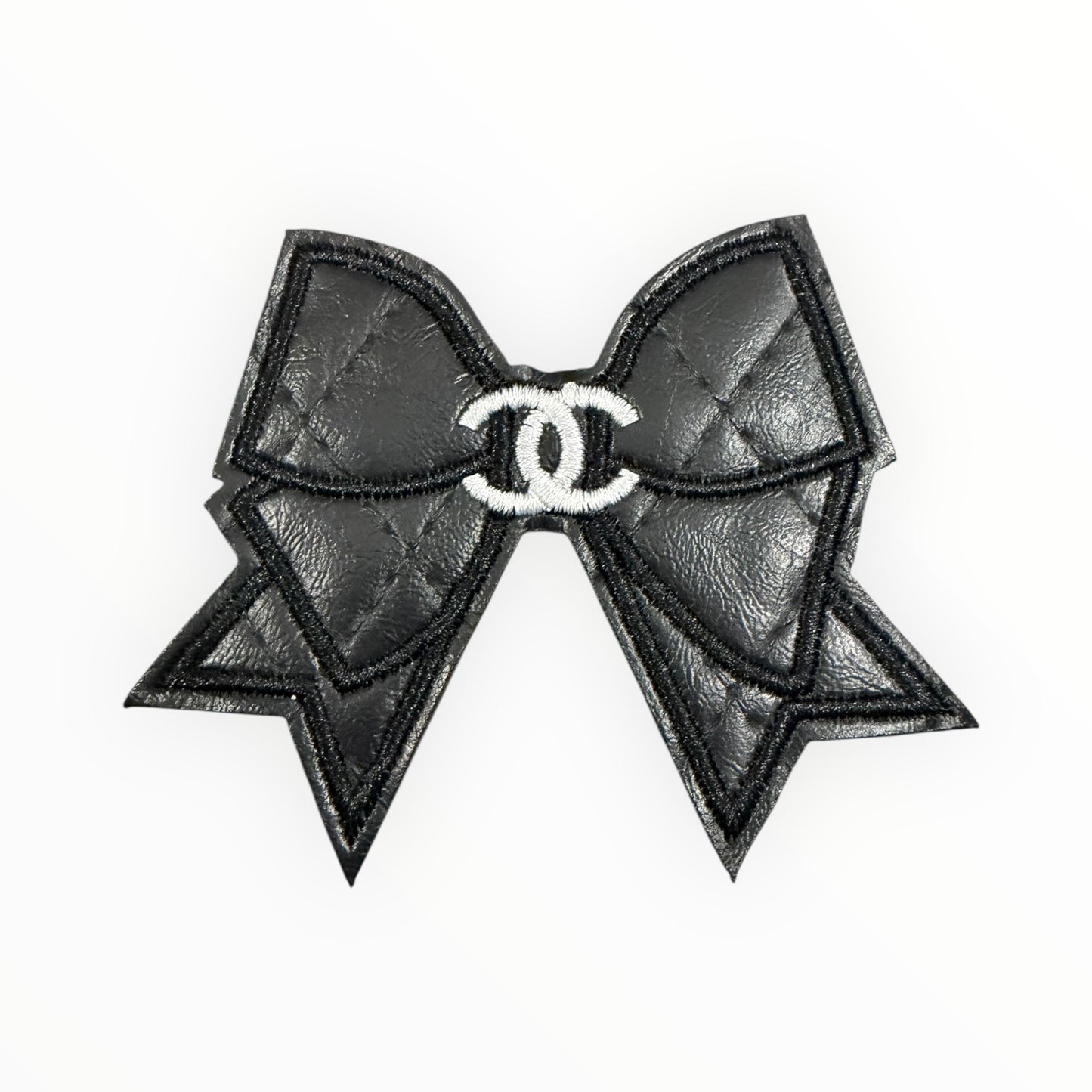 CC Black quilted bow fashion patch