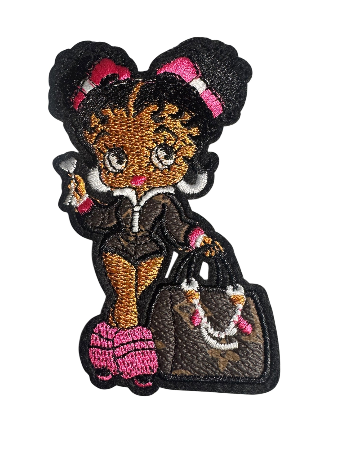 LV-INSPIREDFAUX LEATHER BROWN/PINK BETTY