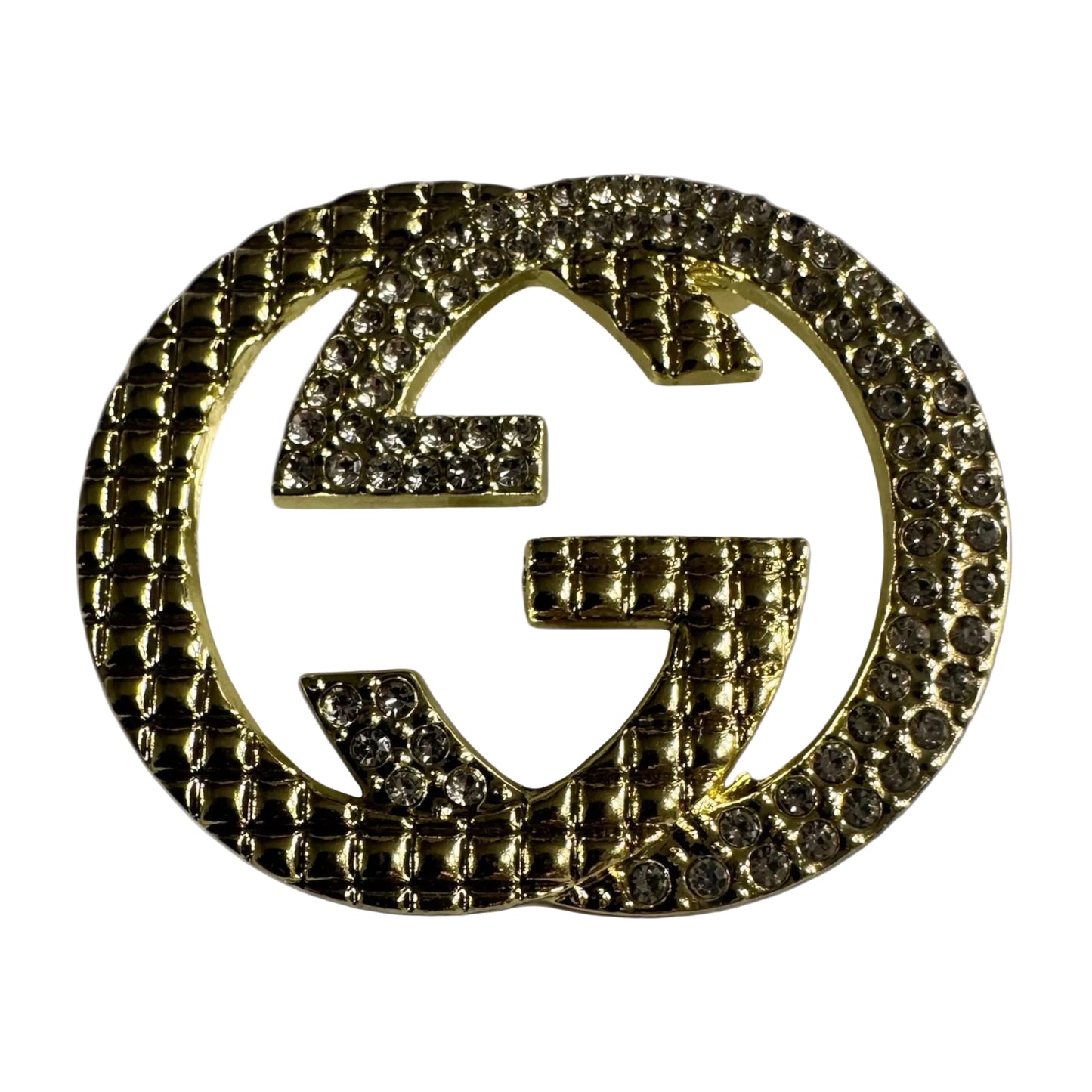 Luxury Crystal Double-G Brooch – Gold Rhinestone Designer-Inspired Pin