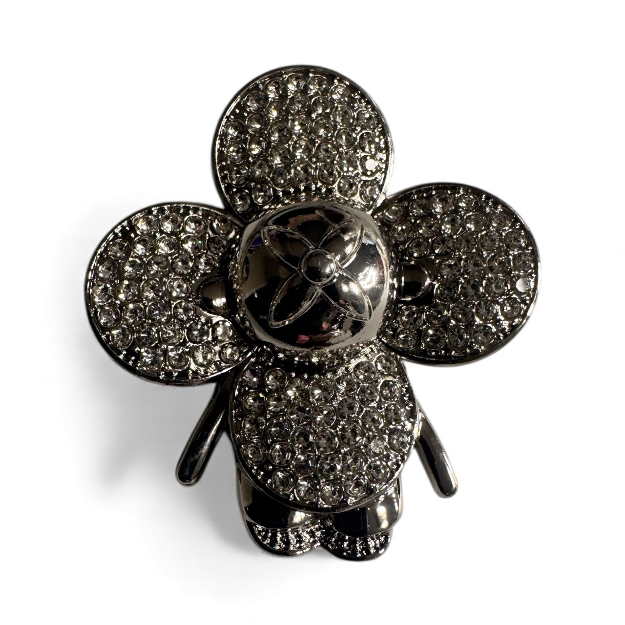 Silver Crystal Flower VIVI Character Brooch – Designer-Inspired Luxury Statement Pin