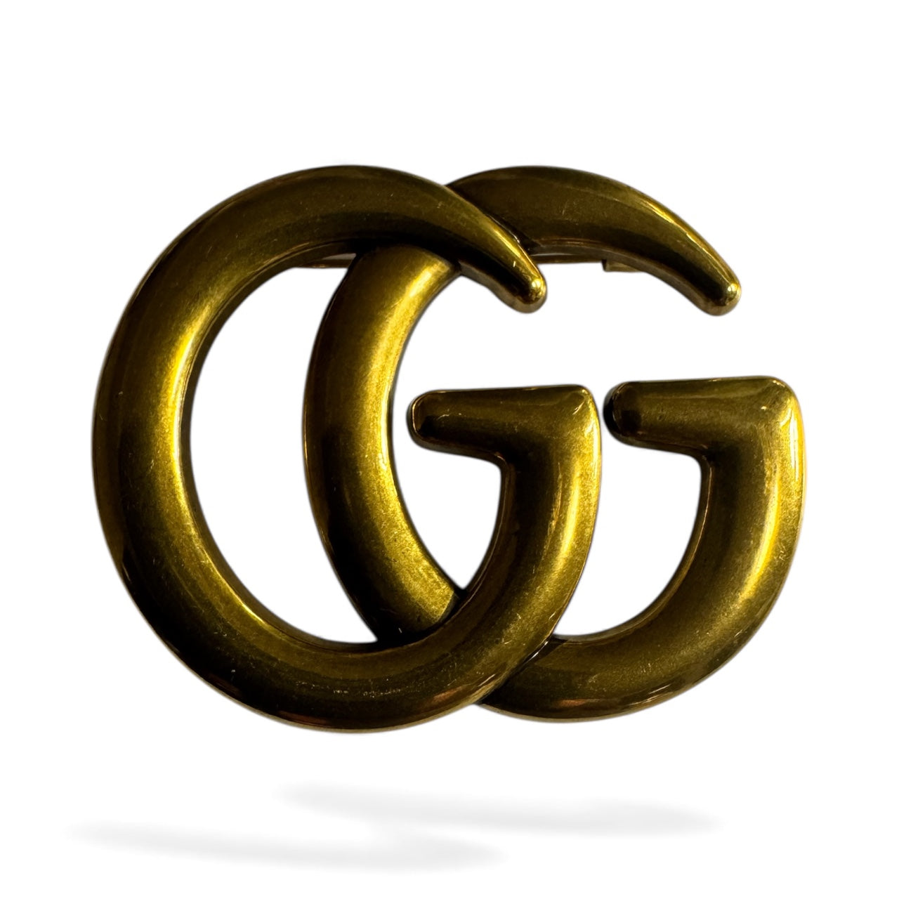 Antique Gold Double-G Brooch – Classic Designer-Inspired Statement Pin