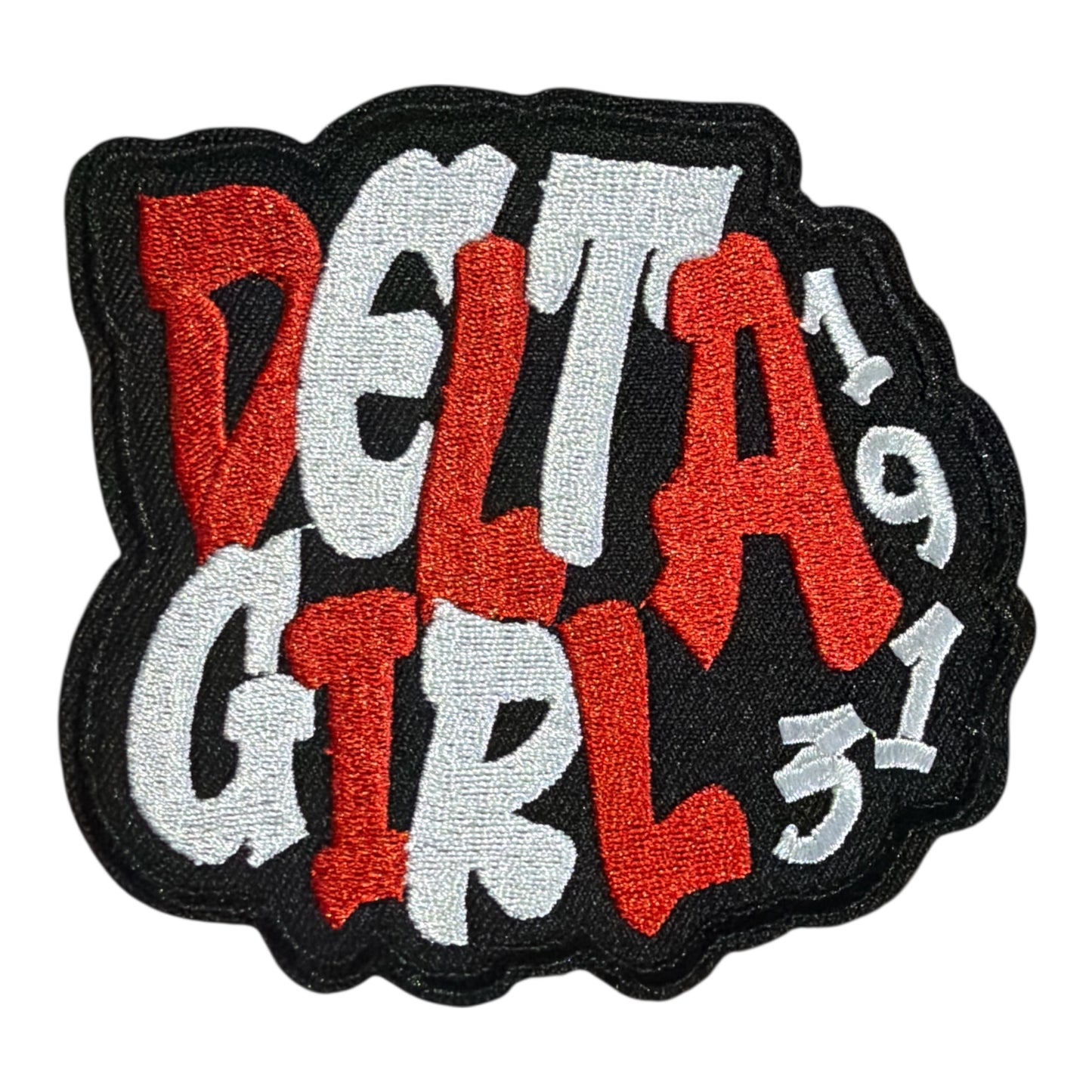 Delta Girl 1913 Embroidered Patch – Bold Red, White & Black Statement Patch