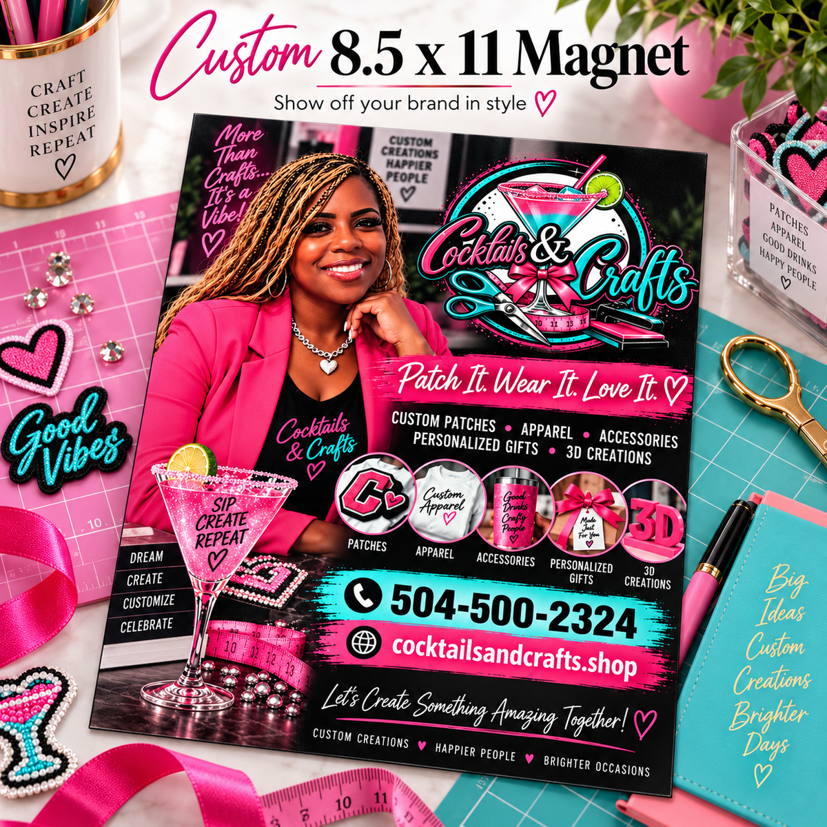 Custom 8.5 x 11 Personalized Business Magnet – Photo, Logo &amp; Branding Design