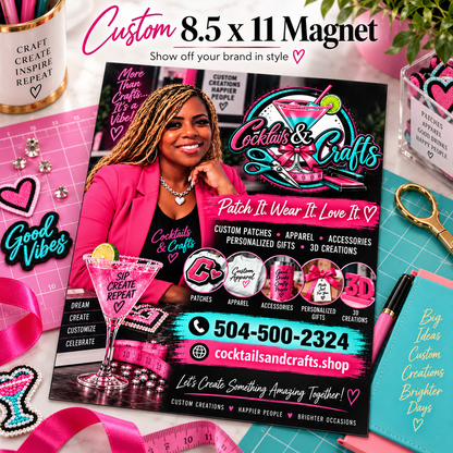 Custom 8.5 x 11 Personalized Business Magnet – Photo, Logo &amp; Branding Design