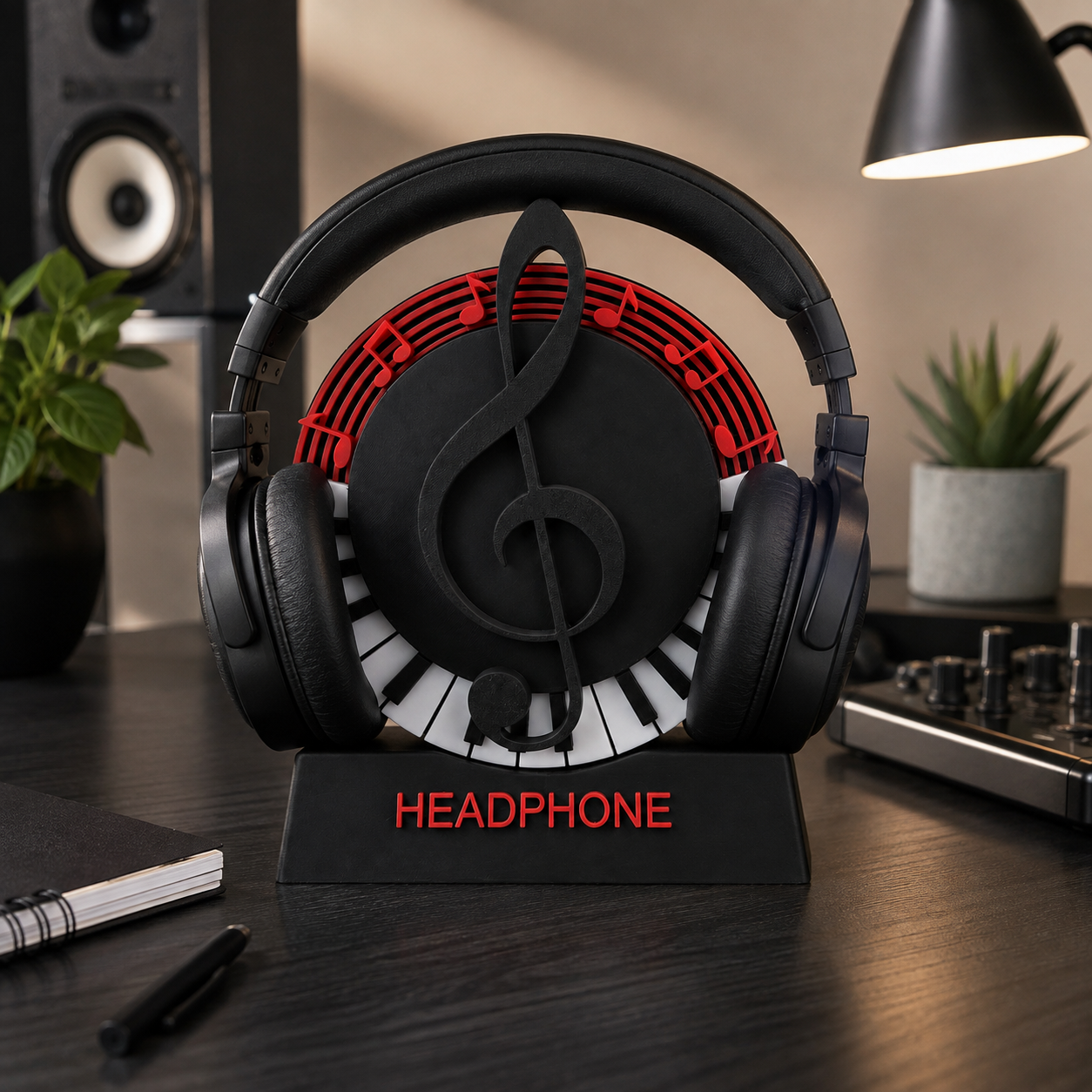 3D Printed Music Headphone Holder | Piano &amp; Treble Clef Headset Stand | Made to Ord