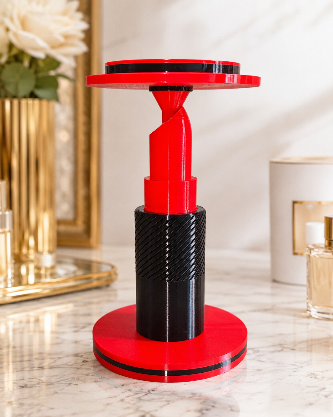 3D Printed Lipstick Candle Holder – Decorative Candle Stand Red