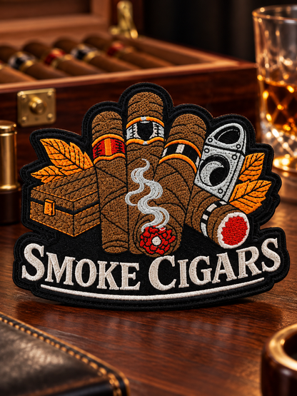 Smoke Cigars Embroidered Patch | Medium Cigar Lover Patch