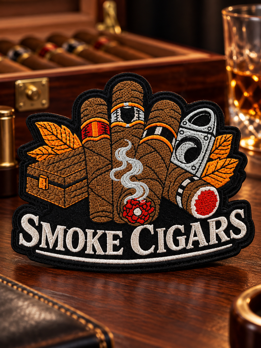 Smoke Cigars Embroidered Patch | Medium Cigar Lover Patch