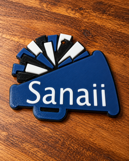 Personalized 3D Printed Cheer Megaphone Bag Tag