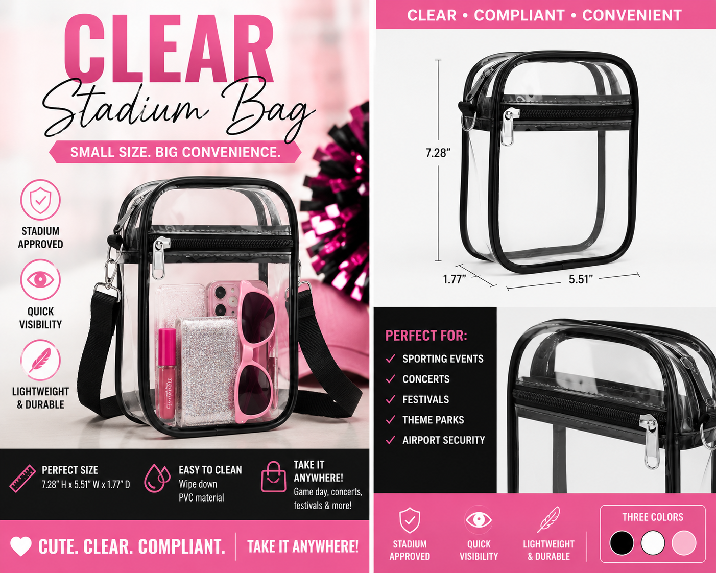 Clear Stadium Bag + FREE UV DTF Sticker