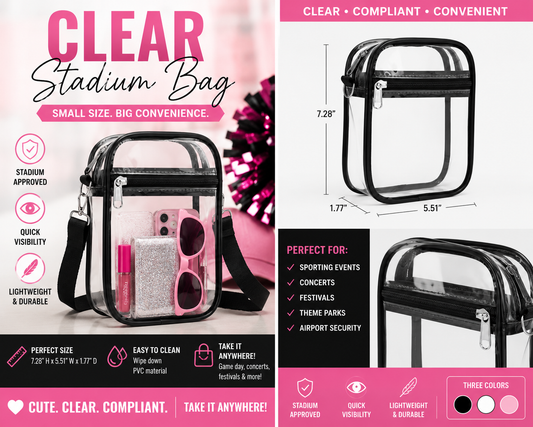 Clear Stadium Bag + FREE UV DTF Sticker
