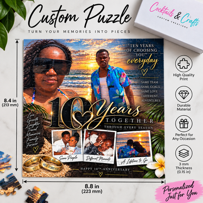 Custom Photo Puzzle | Personalized Anniversary, Memorial & Keepsake Puzzle 8.8” W × 8.4”