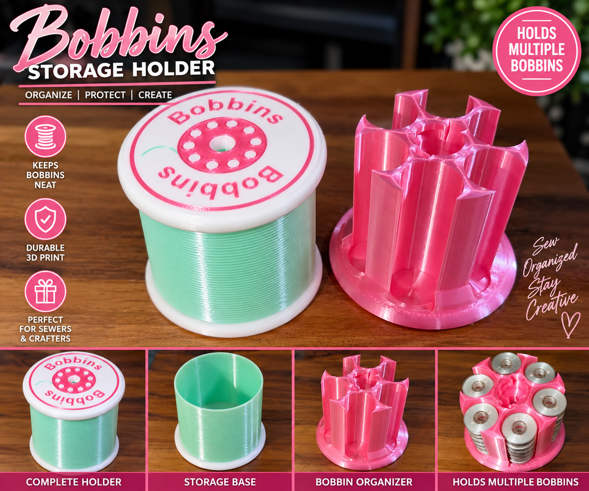 3D Printed Bobbin Storage Holder & Organizer