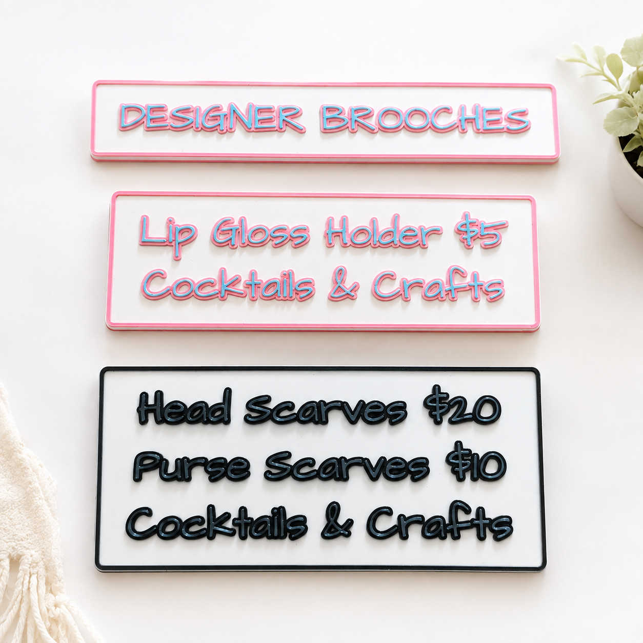 Custom 3D Printed Vendor Display Signs | Product &amp; Price Table Signs
