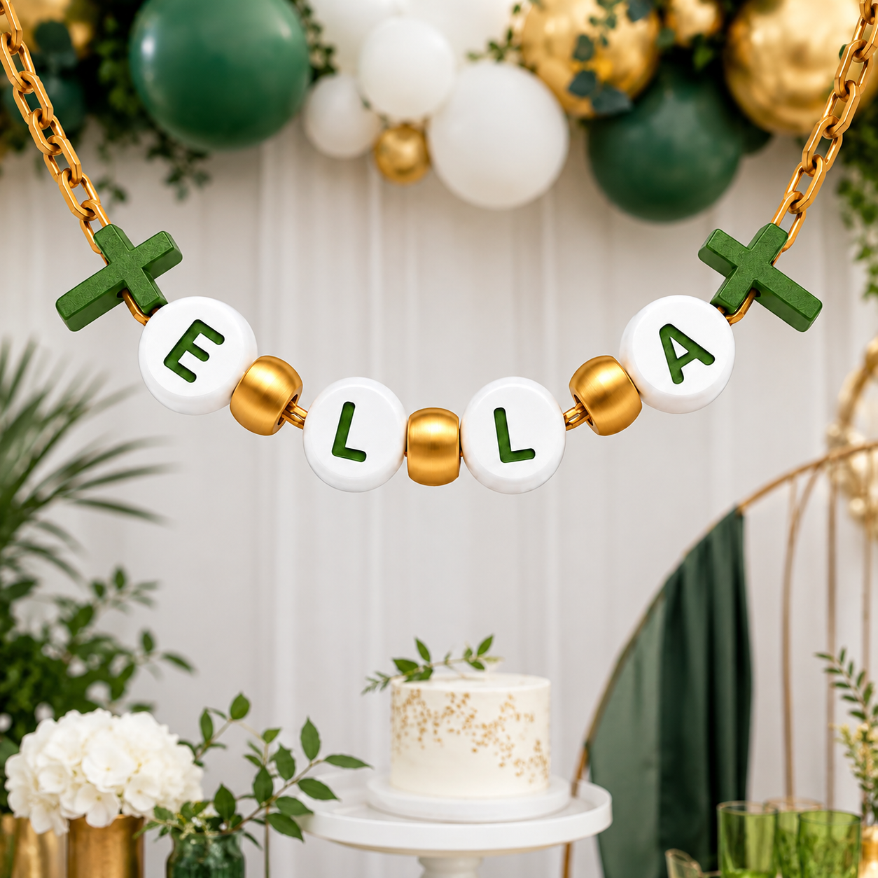 Custom 3D Printed Name Bead Garland | Memorial, Funeral or Party Celebration Prop