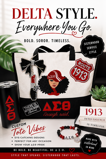 Custom Embroidered Delta Sigma Theta Tote Bag | Made to Order Greek Sorority Tote