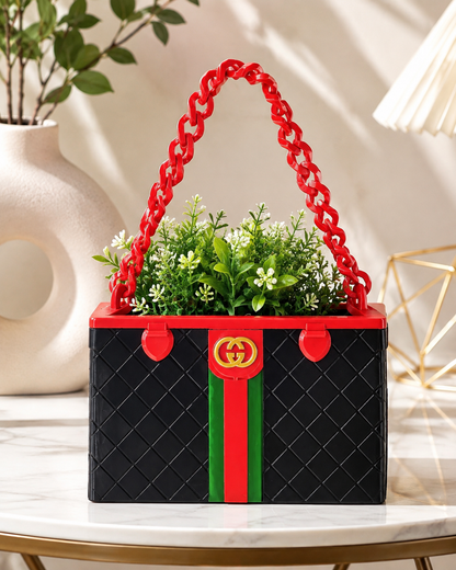Luxury Handbag-Inspired 3D Printed Planter with Chain Handle