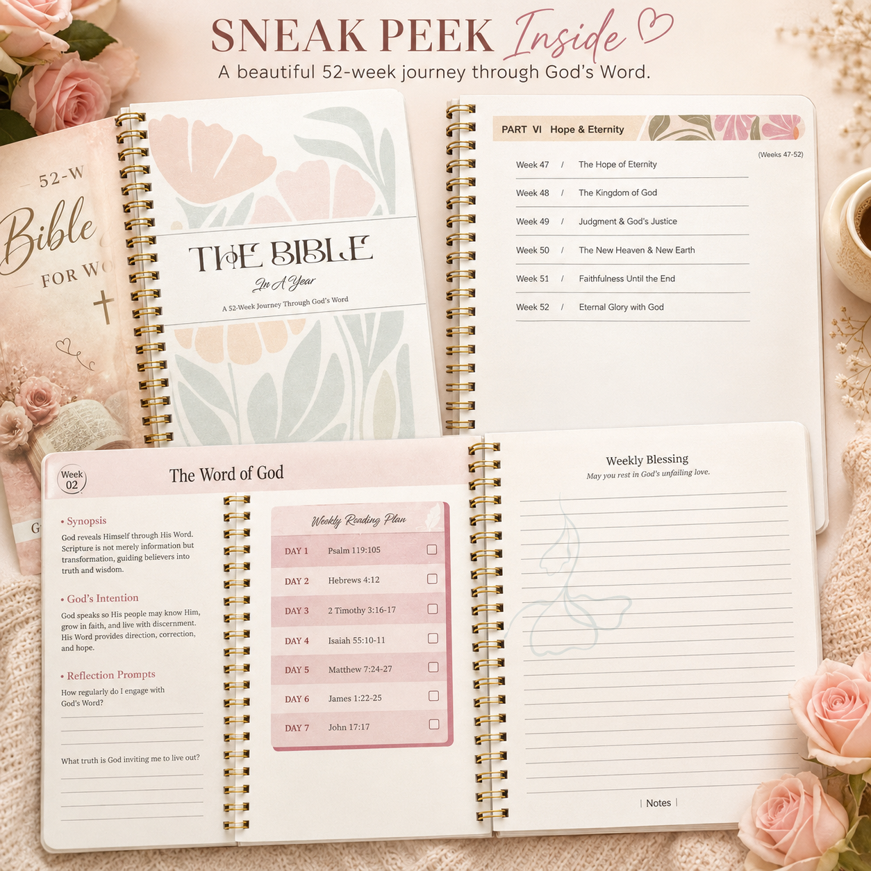 52-Week Bible Study for Women | Spiral-Bound Christian Devotional & Guided Faith Journal