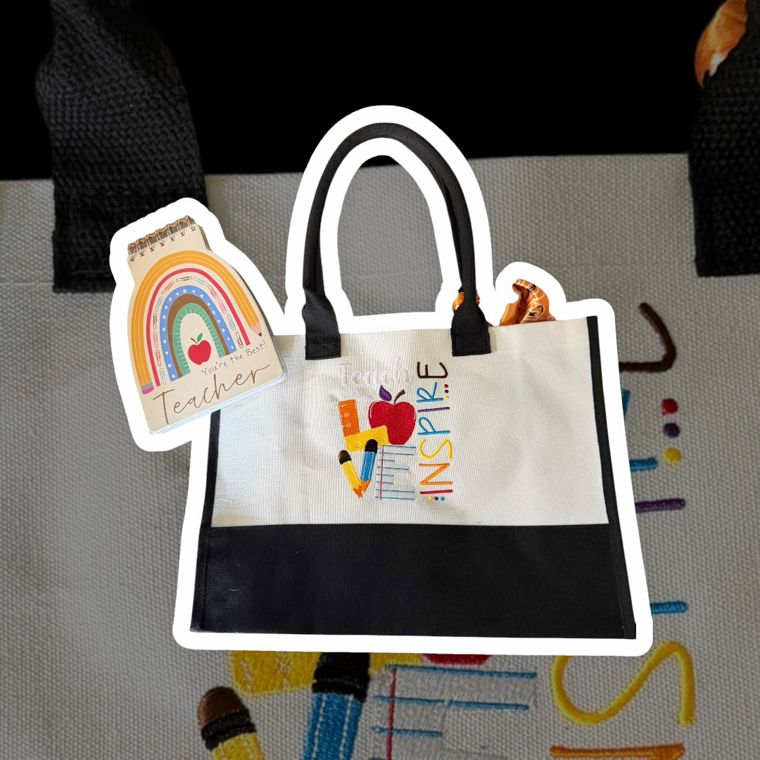 Custom Teacher Inspired Embroidered Tote Bag