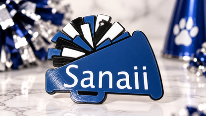 Personalized 3D Printed Cheer Megaphone Bag Tag