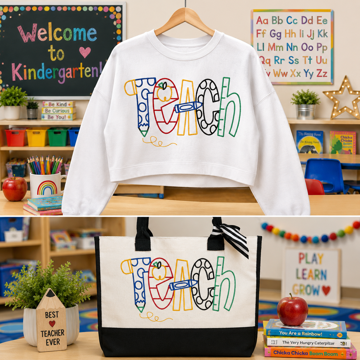 Teach Embroidered Teacher Tote