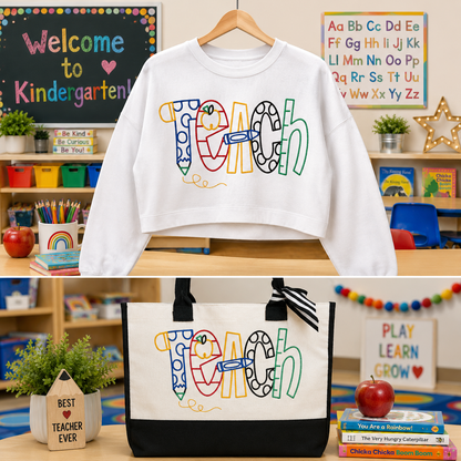 Teach Embroidered Teacher Tote
