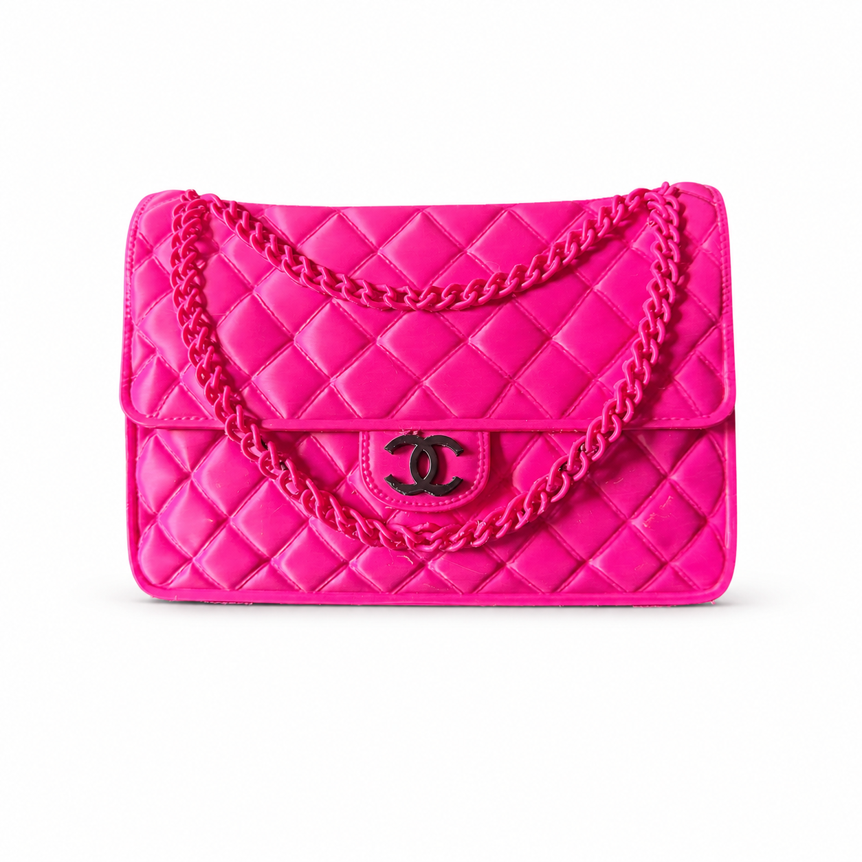3D Printed Quilted Handbag Flower Vase – Hot Pink Floral Decor