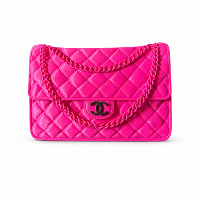 3D Printed Quilted Handbag Flower Vase – Hot Pink Floral Decor