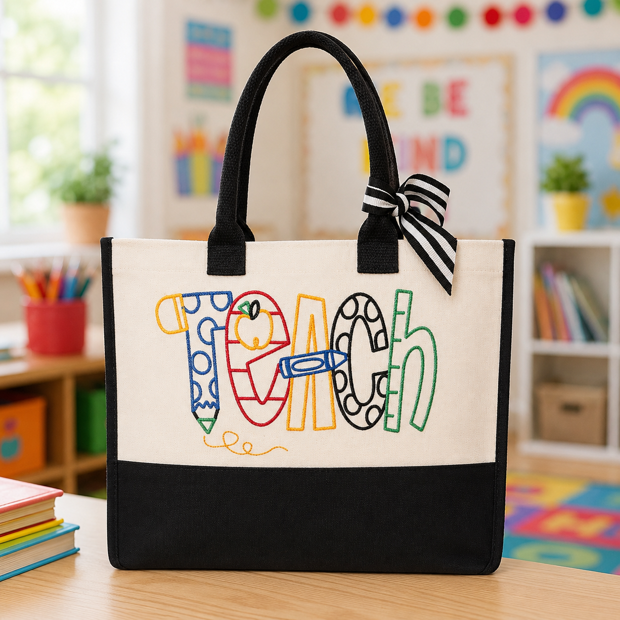 Teach Embroidered Teacher Tote