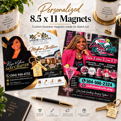 Custom 8.5 x 11 Personalized Business Magnet – Photo, Logo &amp; Branding Design
