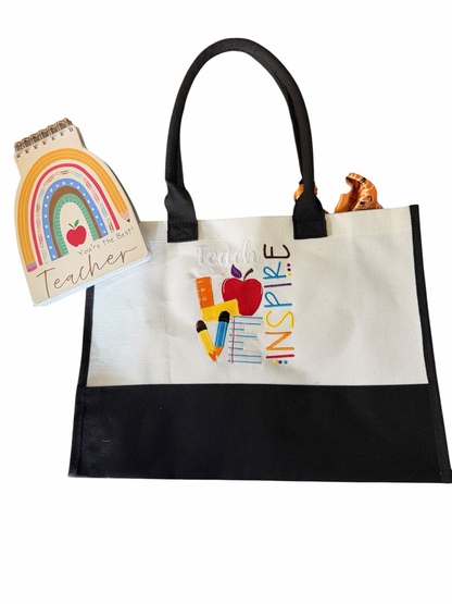 Custom Teacher Inspired Embroidered Tote Bag