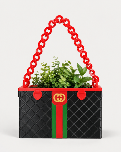 Luxury Handbag-Inspired 3D Printed Planter with Chain Handle