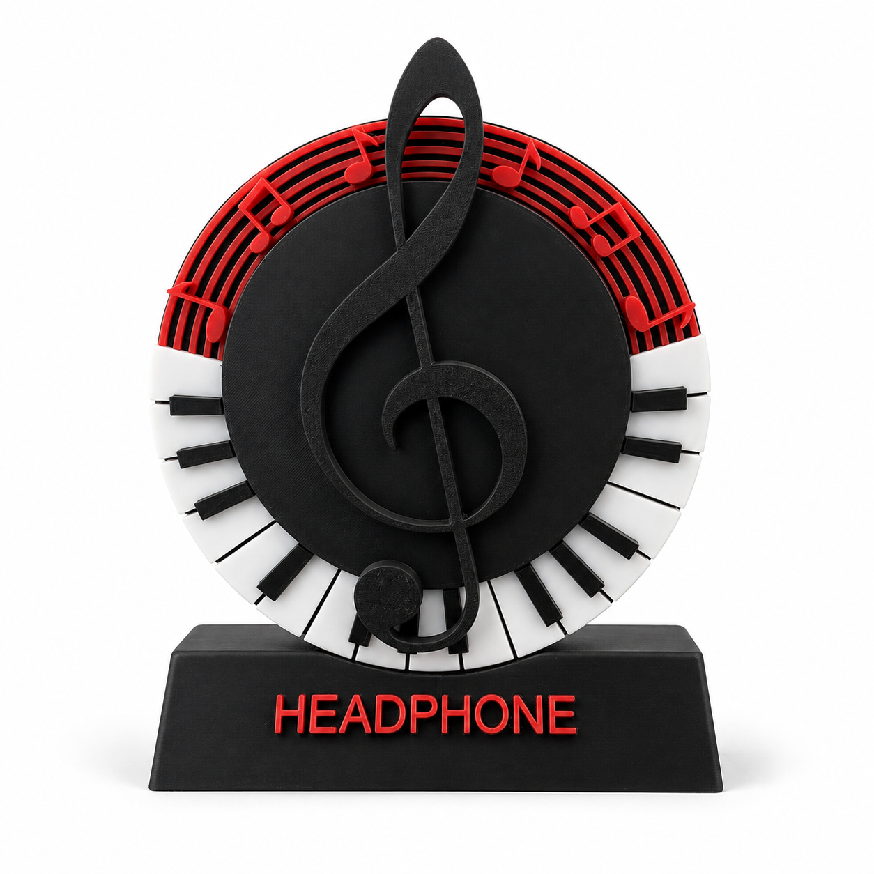 3D Printed Music Headphone Holder | Piano &amp; Treble Clef Headset Stand | Made to Ord