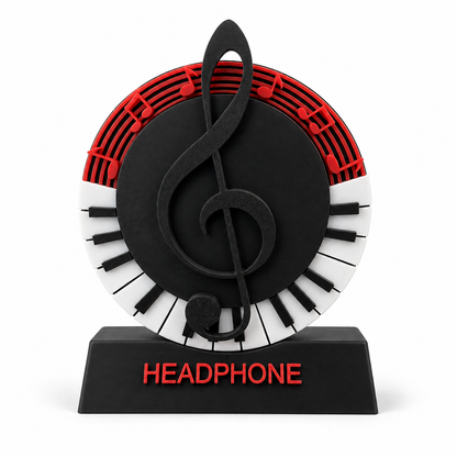 3D Printed Music Headphone Holder | Piano &amp; Treble Clef Headset Stand | Made to Ord