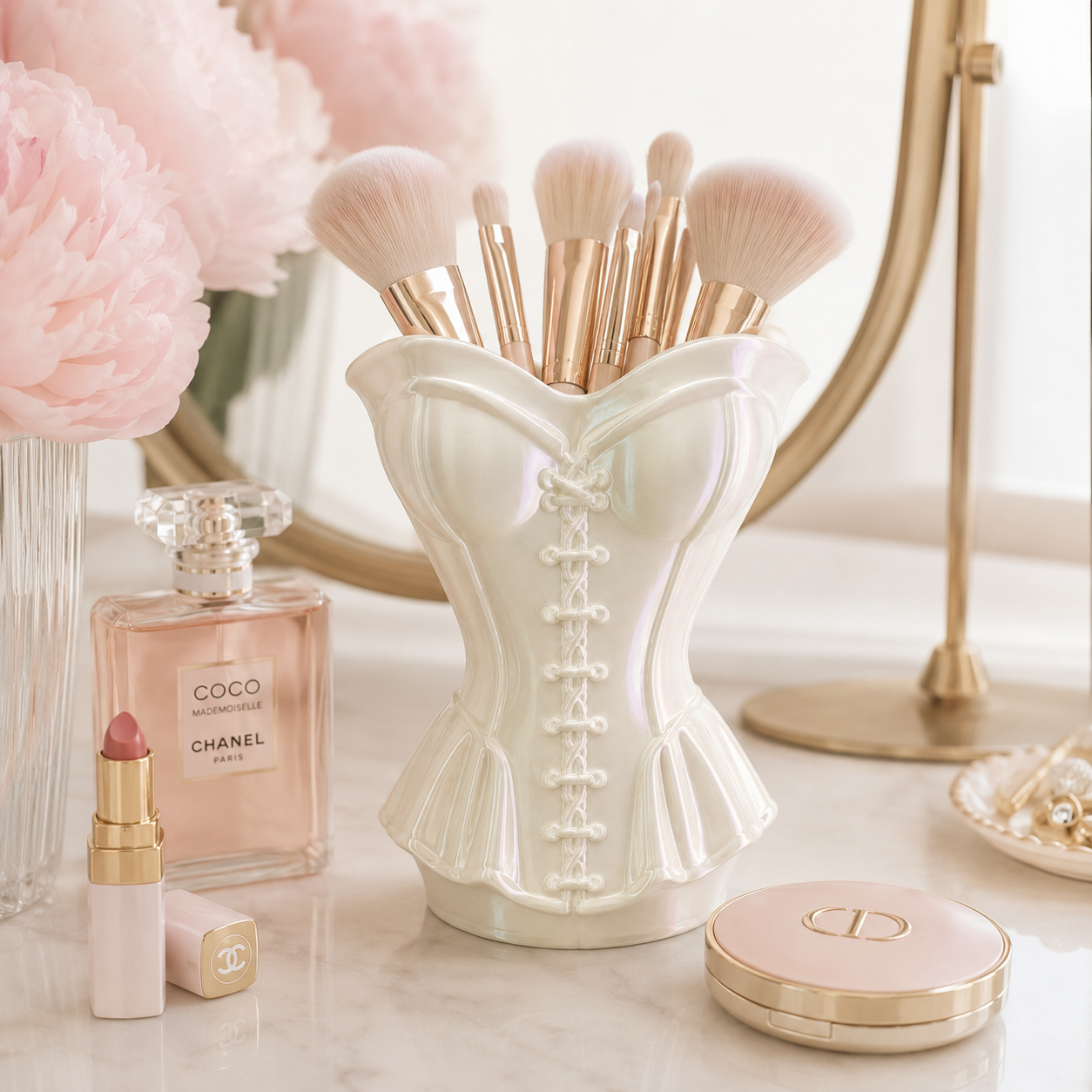 3D Printed Corset Makeup Brush Holder Custom Color available