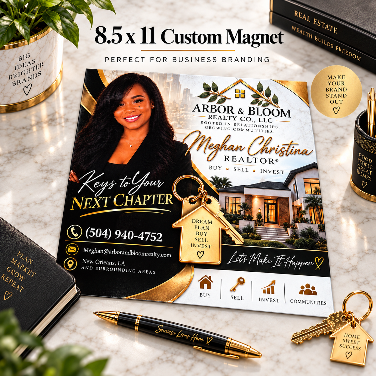 Custom 8.5 x 11 Personalized Business Magnet – Photo, Logo &amp; Branding Design
